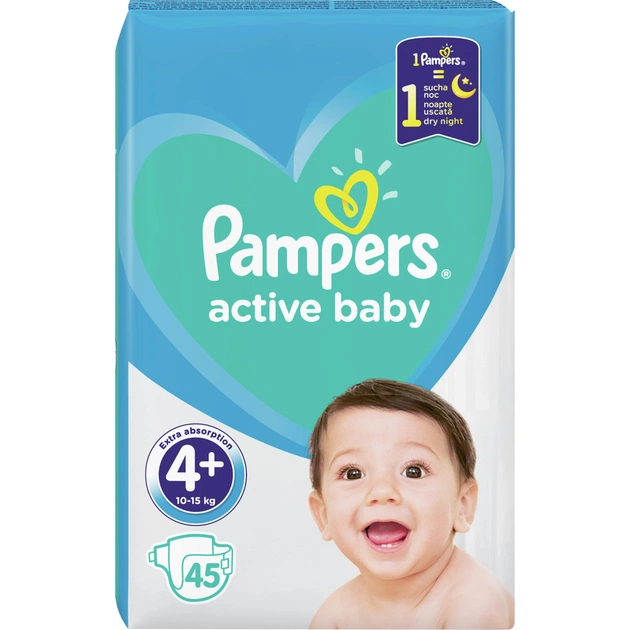 Підгузки Pampers Active Baby Maxi Plus Розмір 4+ (10-15 кг) 45 шт (8001090950017) - зображення 1