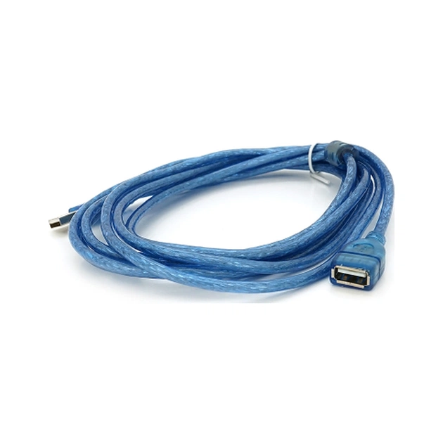 Дата кабель USB 2.0 AM/AF 3.0m ferrite transparent blue Voltronic (YT-AM/AF-3.0TBL) - изображение 1