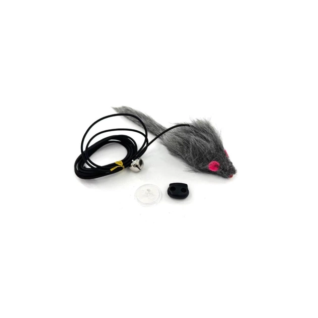 Іграшка для котів Hippie Pet Мишка з мотузкою сіра 8 см (HIPCT2304006P) - зображення 1