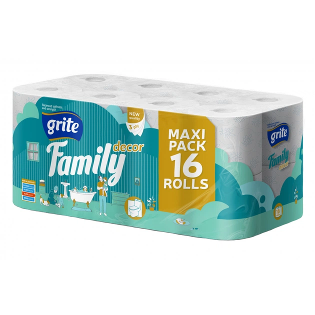 Туалетний папір Grite Family Decor 3 шари 16 рулонів (4770023345490) - зображення 1