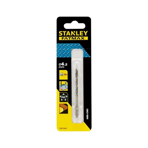 Сверло Stanley FatMax, по металлу, d=4,2 мм., L= 75 мм., WL= 43 мм., 1 шт. (STA51043) - изображение 1