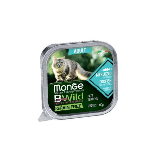 Паштет для кошек Monge BWild Grain Free Wet Cod Fish Adult Cat 100 г (8009470012867) - изображение 1