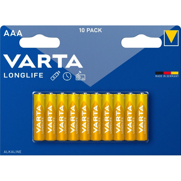 Батарейка Varta AAA Longlife щелочная * 10 (04103101761 / 04103101461) - изображение 1