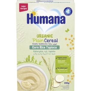 Дитяча каша Humana Organic Plain Cereal Corn Rice Tapioca безмолочна від 6 місяців 200 г (4251099602095) picture 1