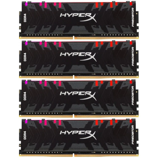 Модуль пам'яті для комп'ютера DDR4 128GB (4x32GB) 3200 MHz HyperX Predator RGB Kingston Fury (ex.HyperX) (HX432C16PB3AK4/128) - зображення 1
