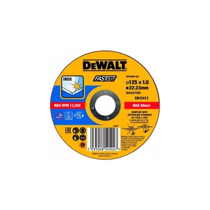 Круг відрізний DeWALT INOX FASTCUT, нержавіюча сталь/листовий метал, 125х1х22.23 мм (DT43902) зображення 1