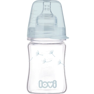 Пляшечка для годування Lovi Diamond Glass Botanic скляна 150 мл Світло-синя (74/105) зображення 1