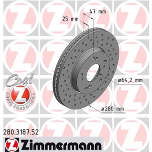 Гальмівний диск ZIMMERMANN 280.3187.52 зображення 1