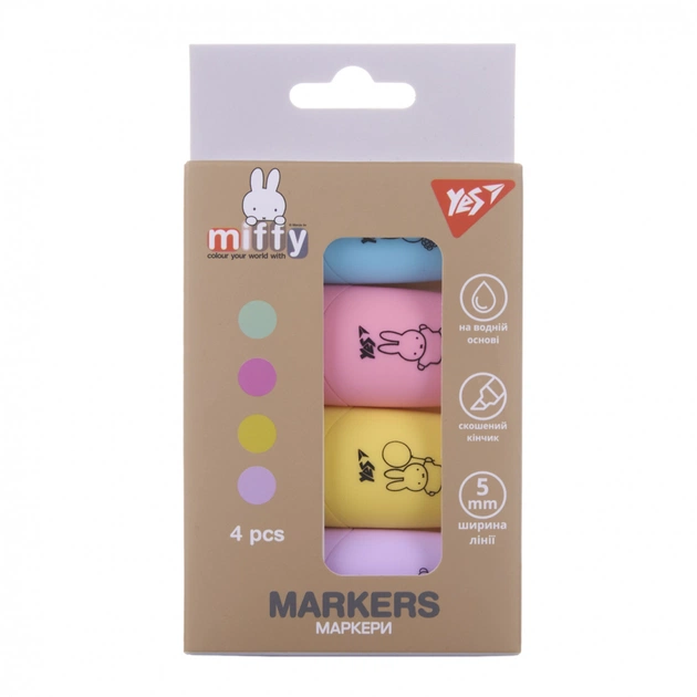 Набір маркерів Yes текстовий Miffy 4 шт (391093) - зображення 1