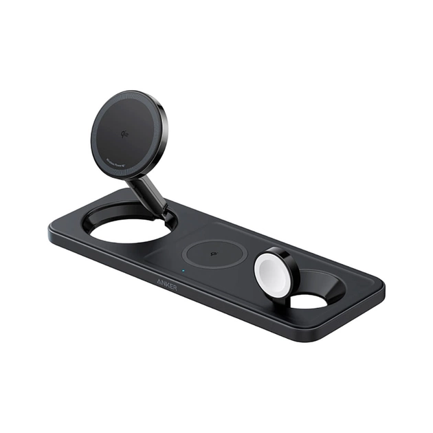 Зарядний пристрій Anker MagGo Wireless Charging Station 15W 3-in-1 Pad Black (B25M1311) - зображення 1