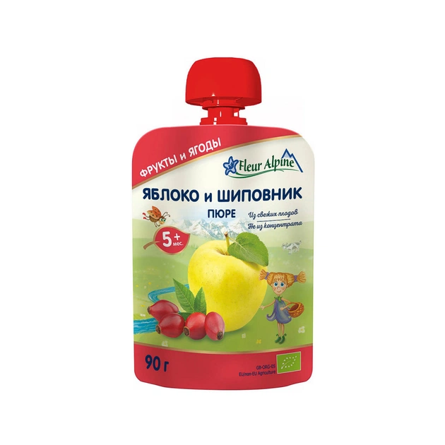 Дитяче пюре Fleur Alpine Яблуко і шипшина 90 г (5024688001055) - изображение 1