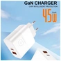 Зарядний пристрій WUW C209 1xUSB-C PD45W + 1xUSB QC3.0 18W White (WUW-C209) - зменшене зображення 4