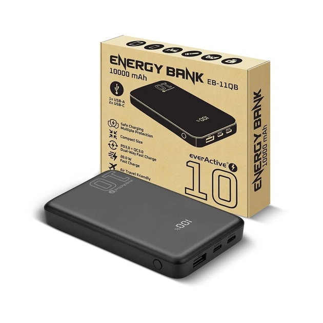 Універсальна мобільна батарея everActive EB-11QB 10000mAh Black - зображення 1
