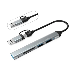 Концентратор Dynamode 5-in-1 USB Type-C/Type-A to 1хUSB3.0, 2xUSB 2.0, card-reader SD/MicroSD (DM-UH-514) зображення 1