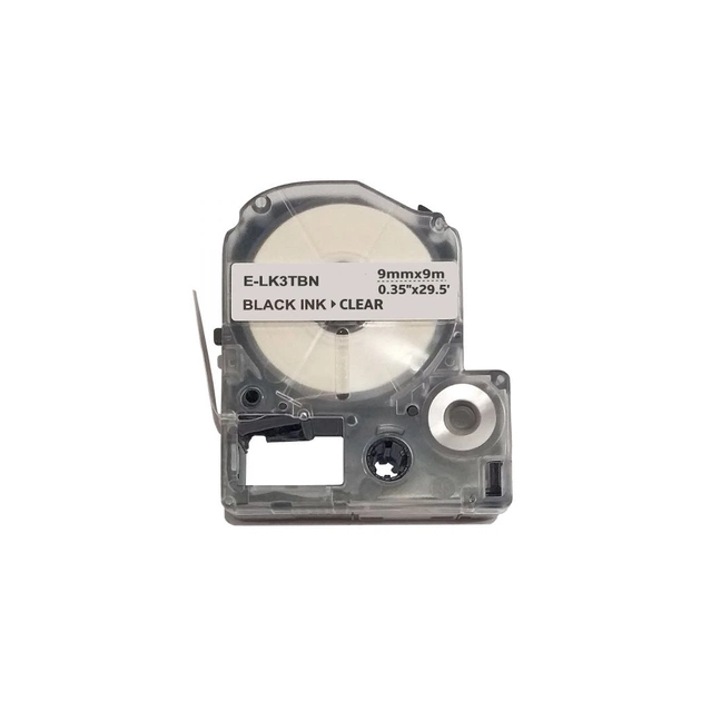 Стрічка для принтера етикеток UKRMARK E-K3TBN, 9мм х 9м, black on transparent, сумісна з LK-3TBN (900856) - зображення 1