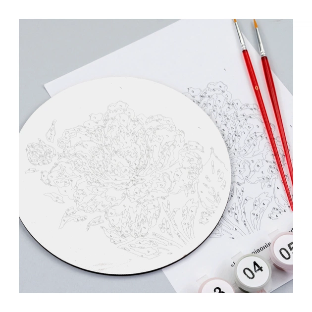 Картина по номерам Rosa Ніжна півонія", кругла, 15 см, з мольбертом (4823098548737) - picture 4