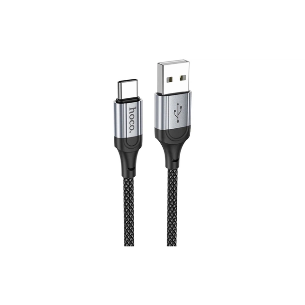 Дата кабель USB 2.0 AM to USB-C 1.0m 3A nylon X102 black HOCO (6942007608770) - зображення 1