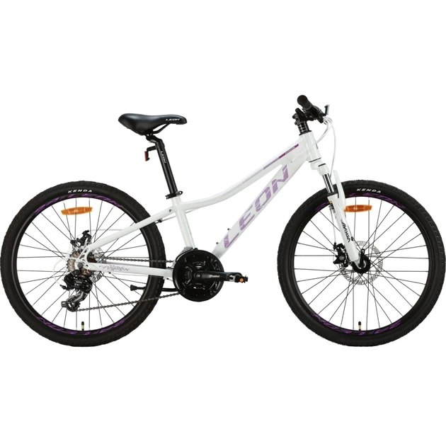 Велосипед Leon 24" Junior AM DD рама-12" Al білий з бузковим 2024 (OPS-LN-24-090) - зображення 1