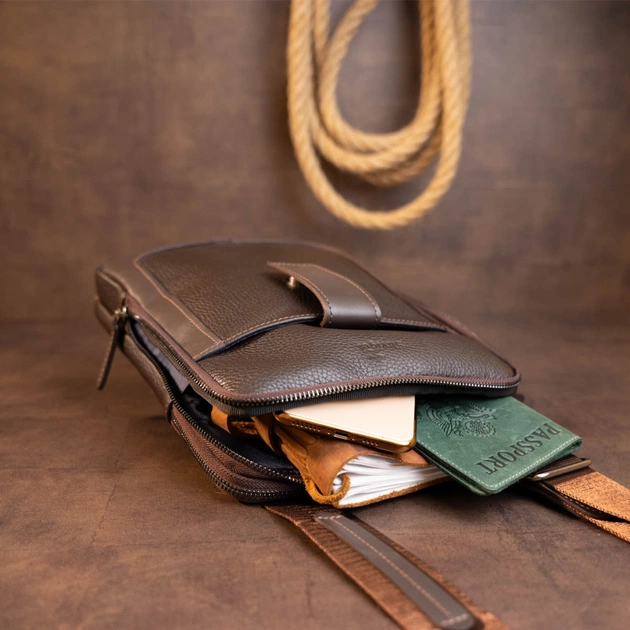 Сумка Shvigel На два відділення шкіряна Коричнева (11286) - зображення 10