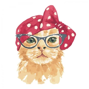 Картина по номерам Strateg Рудий котик в окулярах 30х40 см (SV-0004) зображення 1