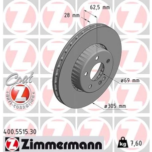 Гальмівний диск ZIMMERMANN 400.5515.30 зображення 1