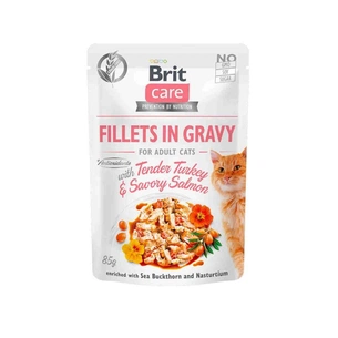 Вологий корм для кішок Brit Care Cat pouch 85 г (ніжна індичка та пікантний лосось у соусі) (8595602540501) зображення 1