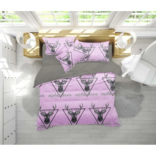 Постільна білизна MirSon Бязь 17-0516 Noble deers pink Сімейна 160x220 (2200003645408) зображення 1