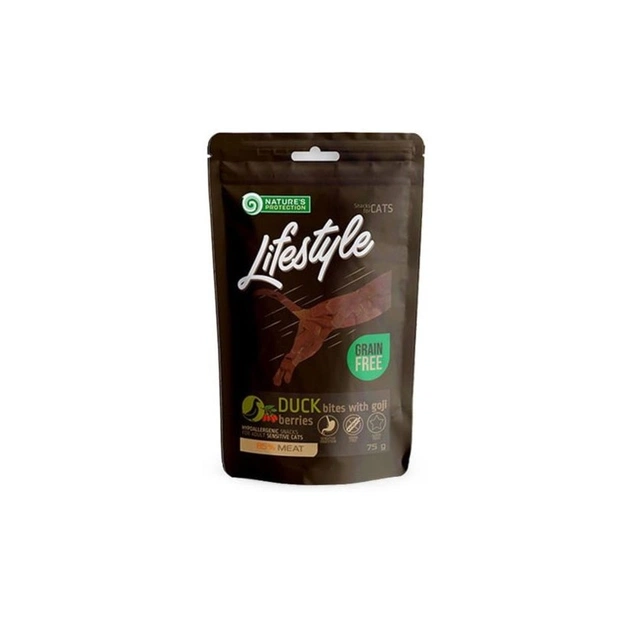 Ласощі для котів Nature's Protection Lifestyle Snack For Cats With Duck and Goji Berries 75 г (SNK46147) - зображення 1