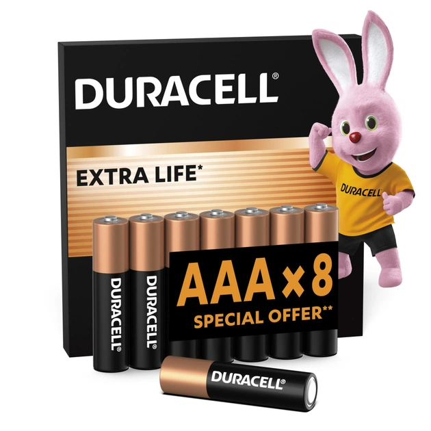 Батарейка Duracell AAA лужні 8 шт. в упаковці (5000394203341 / 81480364) - зображення 1