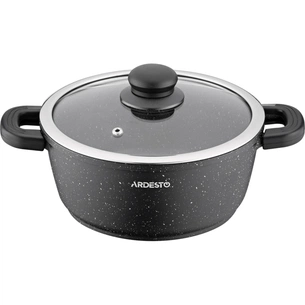 Каструля Ardesto Gemini Anzio скляна кришка 20 см 2,5 л чорна (AR2420GE) зображення 1