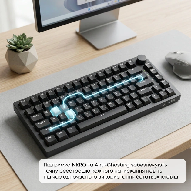 Клавіатура Ajazz AK820 Red Switch Black USB-C (AK820-R-B) - зображення 10