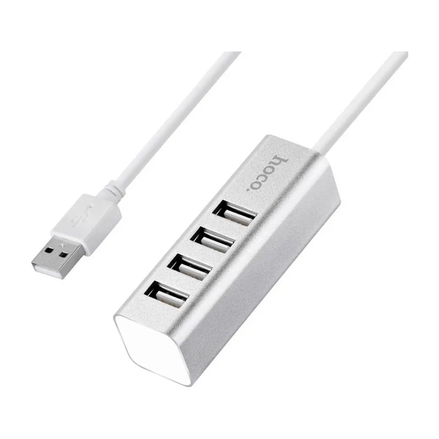 Концентратор HOCO USB 2.0 to 4xUSB Line machine HB1 Silver (6957531038146) - зображення 1