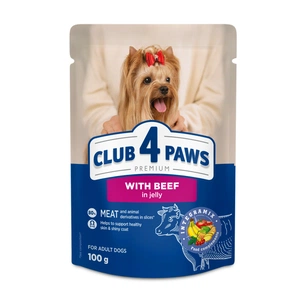 Вологий корм для собак Club 4 Paws Premium Шматочки з яловичиною в желе 100 г (4820269144583) зображення 1