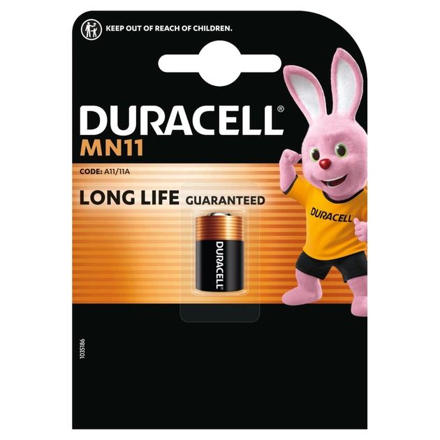 Батарейка MN11 6V спеціальна лужна, A11 / 11A, 1 шт. в упаковці Duracell (5007387) - изображение 1