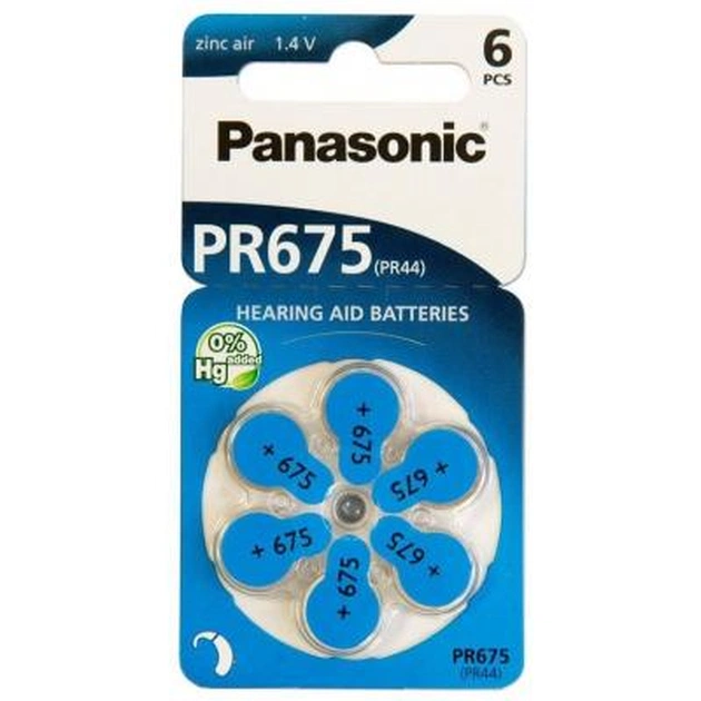 Батарейка Panasonic PR44 / PR675 (1.4V) * 6 (PR-675H/6LB) - зображення 1