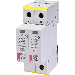 Обмежувач перенапруги ETI ETITEC C T2 275/20 (2+0) 2p (2440397) зображення 1