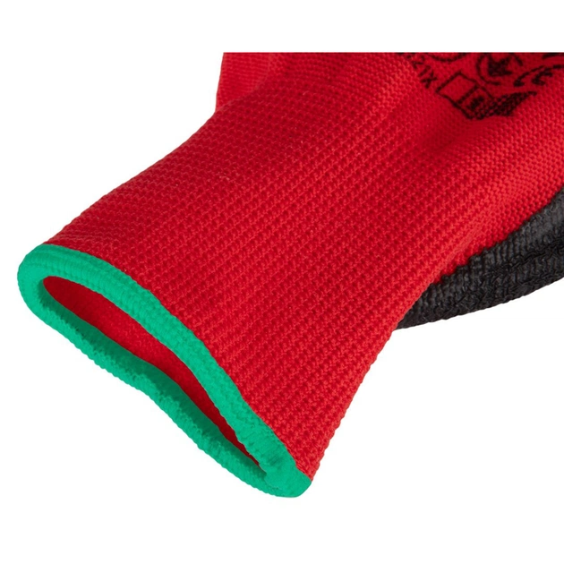 Защитные перчатки Neo Tools комплект 12шт, полиэстер с латексным покрытием, р.8, красно-черный (97-645-8) - изображение 6