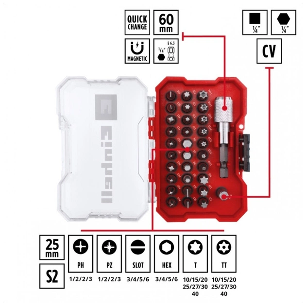Набір біт Einhell 1/4", 32шт, кейс (118693) - picture 2