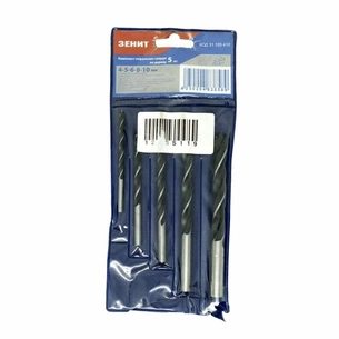 Набір свердл Зеніт спіральних по дереву 5 шт 4-10 мм (31105410) зображення 1