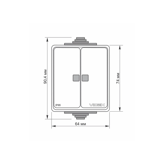 Вимикач Videx BINERA IP65 зовнішній 2кл з підсвічуванням (BINERA IP65 наружный 2кл с подсветкой) - зображення 4