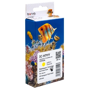 Картридж Barva HP 711 (CZ132A/CZ136A) 26 мл, Yellow (IC-H711Y) зображення 1
