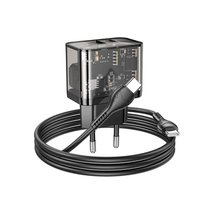 Зарядний пристрій HOCO N34 Dazzling dual-port Black (6931474799180) зображення 1