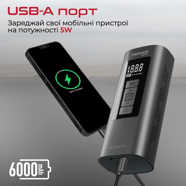 Автомобільний компресор Promate Aerify Black - picture 4
