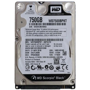Жорсткий диск для ноутбука 2.5" 750GB WD (# WD7500BPKT-FR #) зображення 1