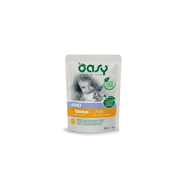 Вологий корм для кішок OASY Adult з куркою 85 г (8053017343709) - зображення 1