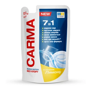 Засіб для ручного миття посуду Carma Лимон Дой-пак 400 мл (4820204702212) зображення 1