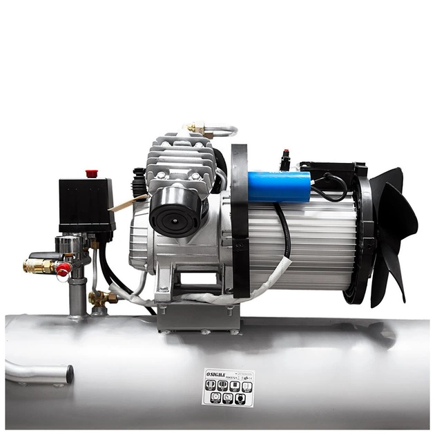 Компресор Sigma двоциліндровий 2.5кВт 455л/хв 10бар 50л (2 крана) (7043721) - изображение 12