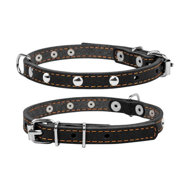 Ошейник для животных Collar одинарный с украшениями Ш 14 мм Д 27-35 см черный (00041) - изображение 1