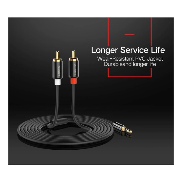 Кабель мультимедійний 3.5mm M to 2xRCA M 5.0m AV116 black Ugreen (10591) - picture 12