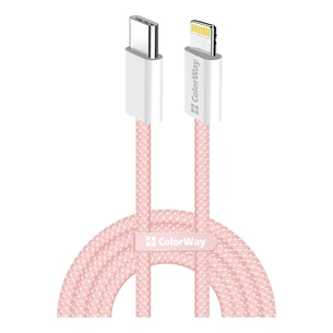 Дата кабель USB-C to Lightning 1.0m 27W pink ColorWay (CW-CBPDCL061-P) picture 1